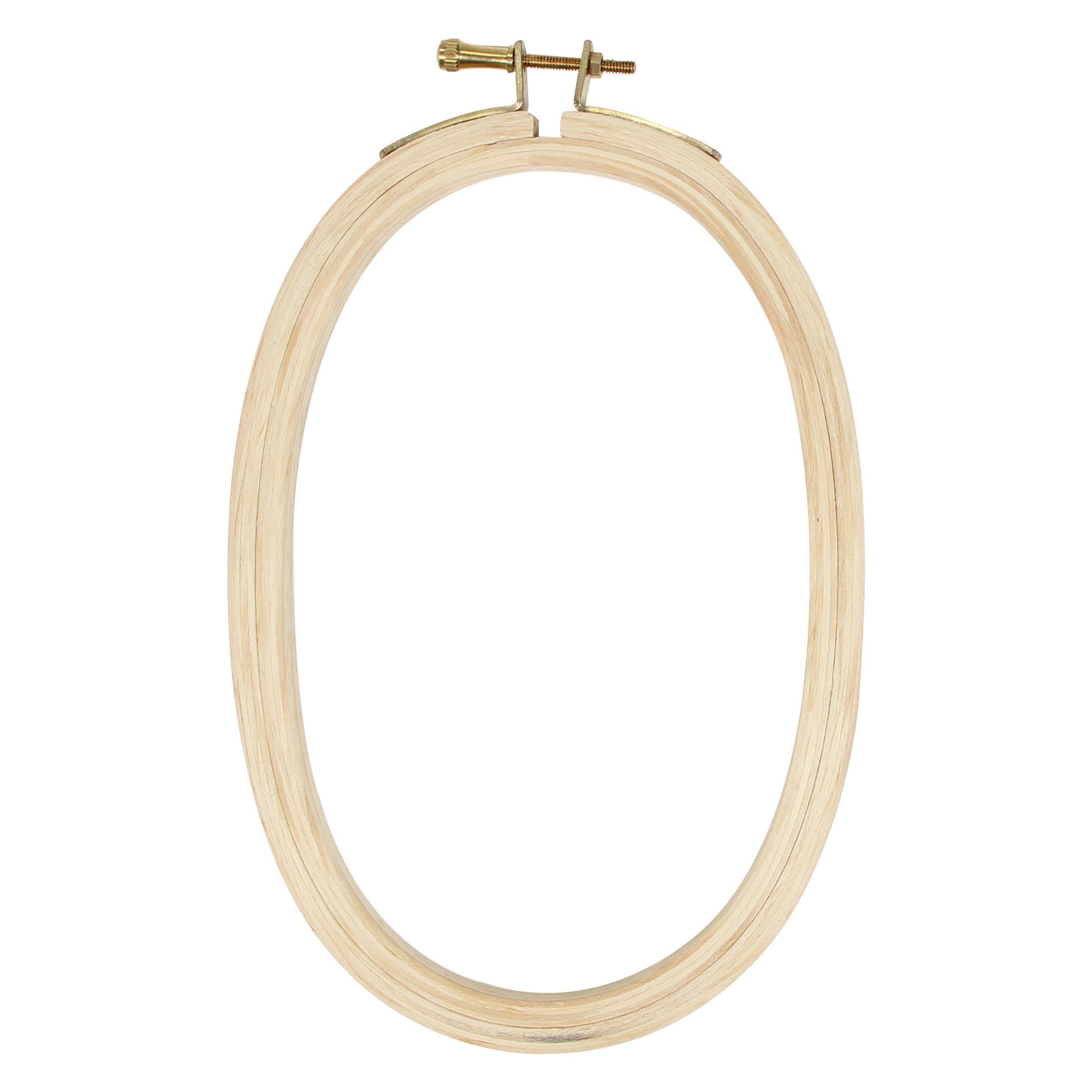 Oval wooden embroidery hoop.