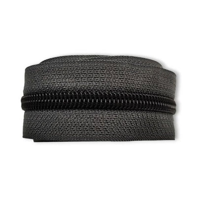 #5 Zipper Tape Precut in 1m Length Matte Black Coil