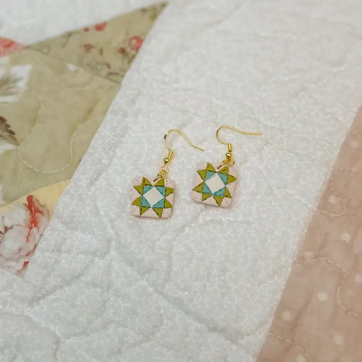 Quilted Style Dangle Earrings