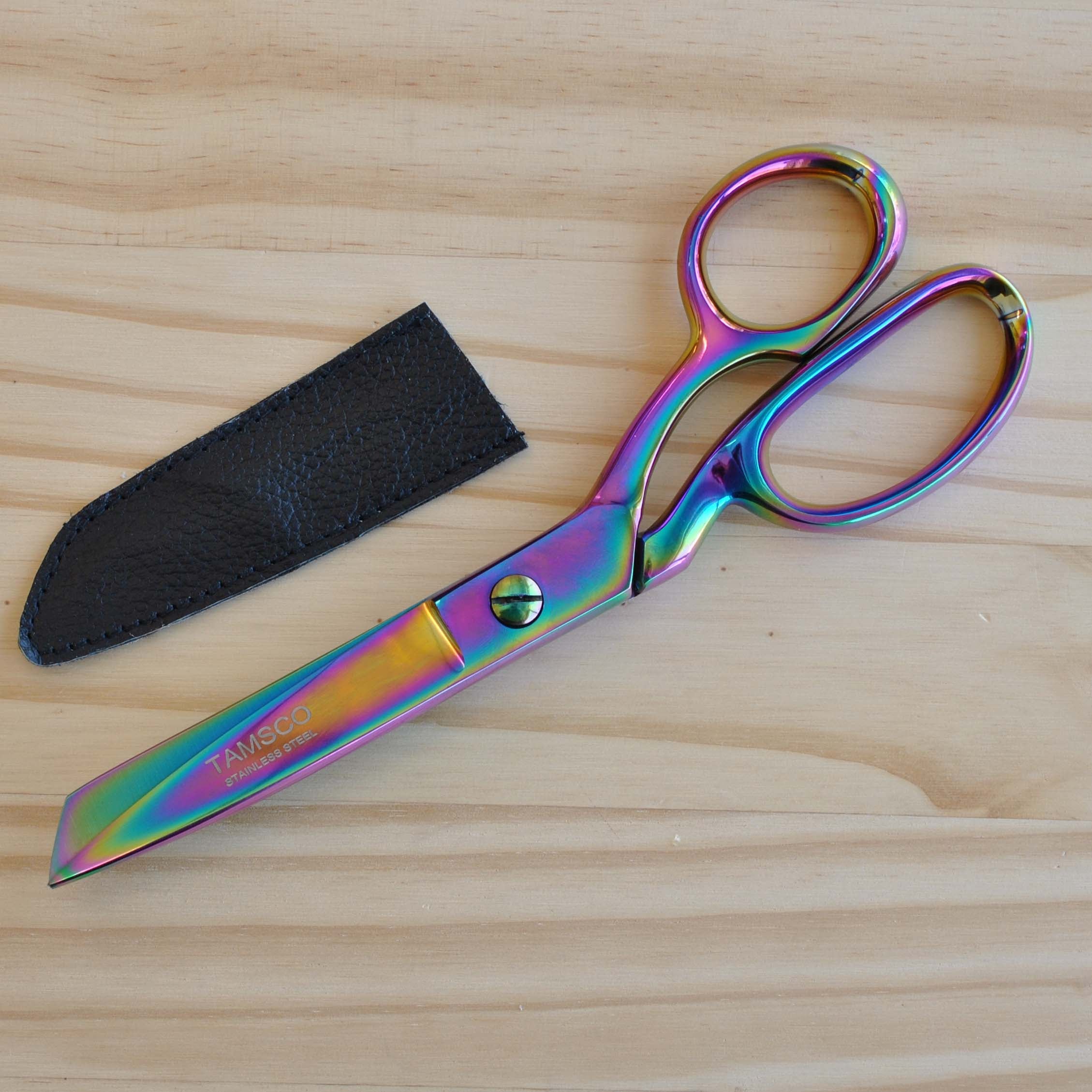 Rainbow stainless steel fabric shears.
