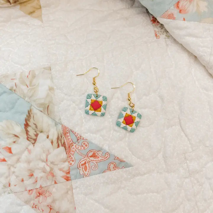 Quilted Style Dangle Earrings