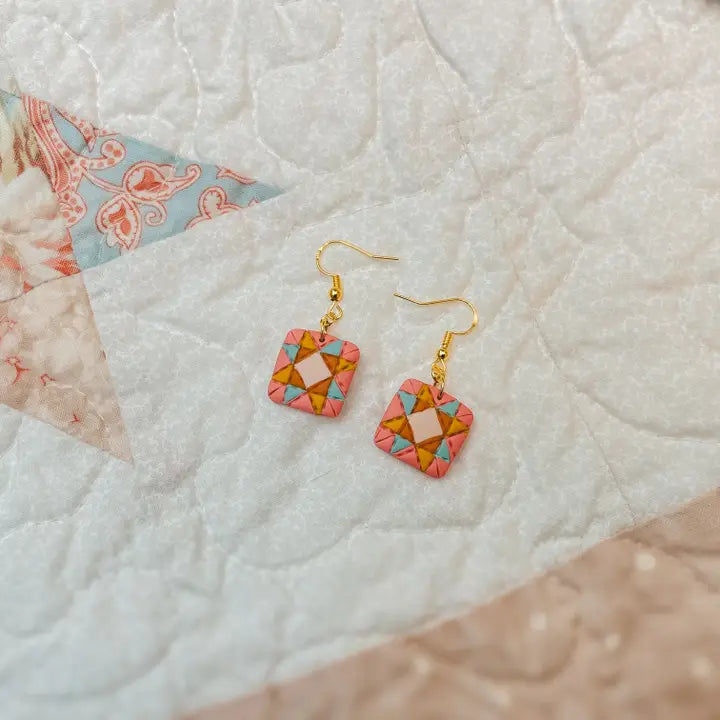 Quilted Style Dangle Earrings