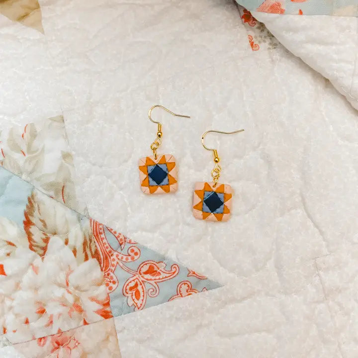 Quilted Style Dangle Earrings