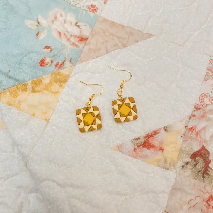 Quilted Style Dangle Earrings