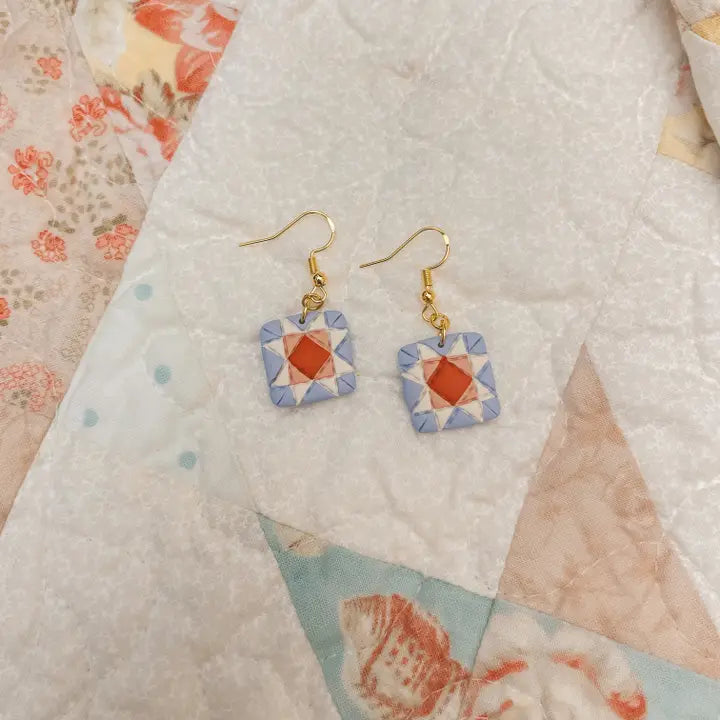 Quilted Style Dangle Earrings