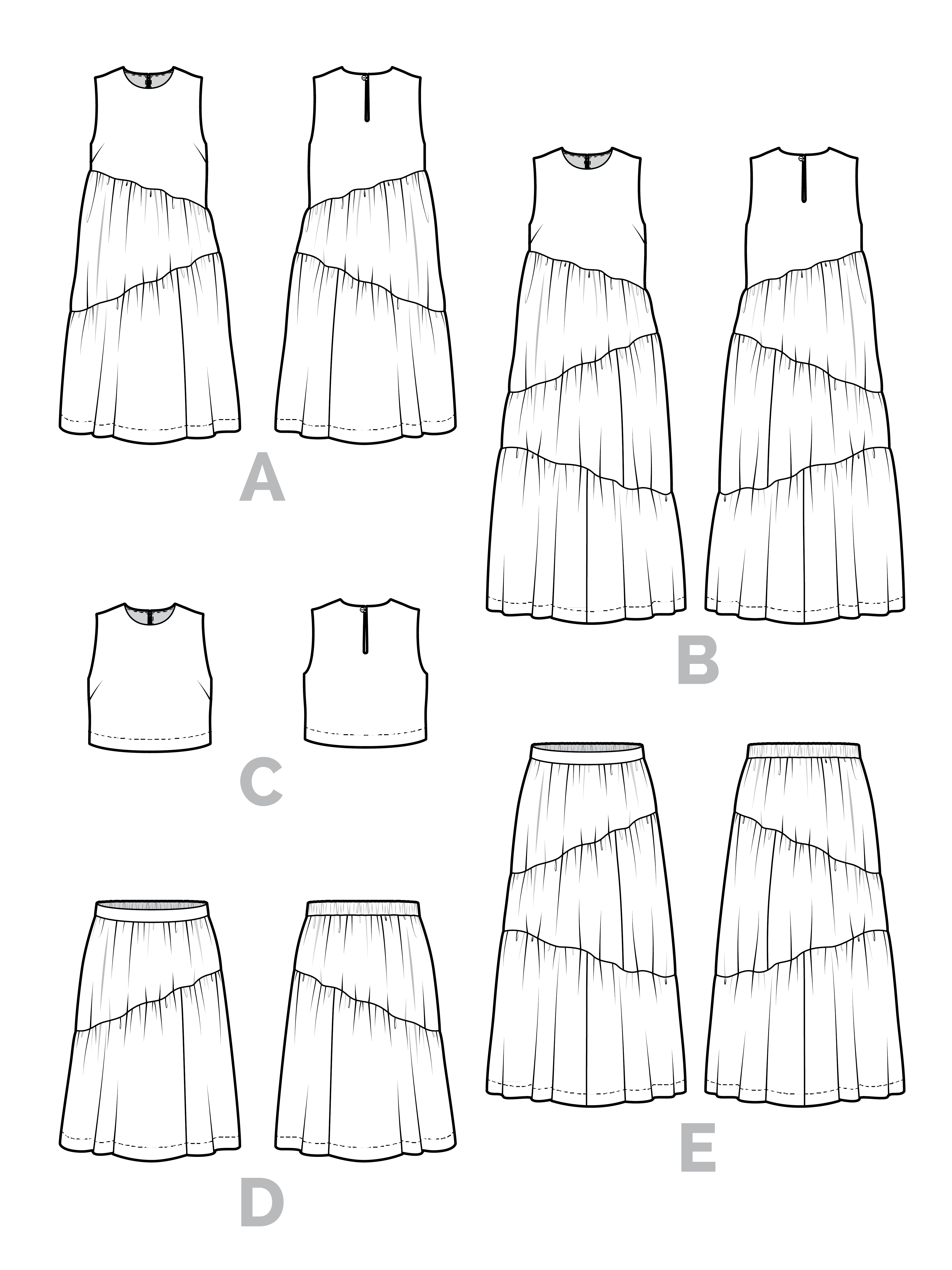 Azure Dress, Skirt + Top Pattern