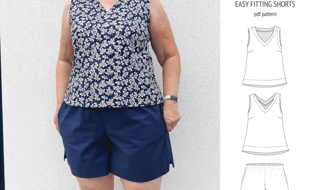 Byron v-neck tank top and easy fitting shorts set for woven fabrics (PDF)