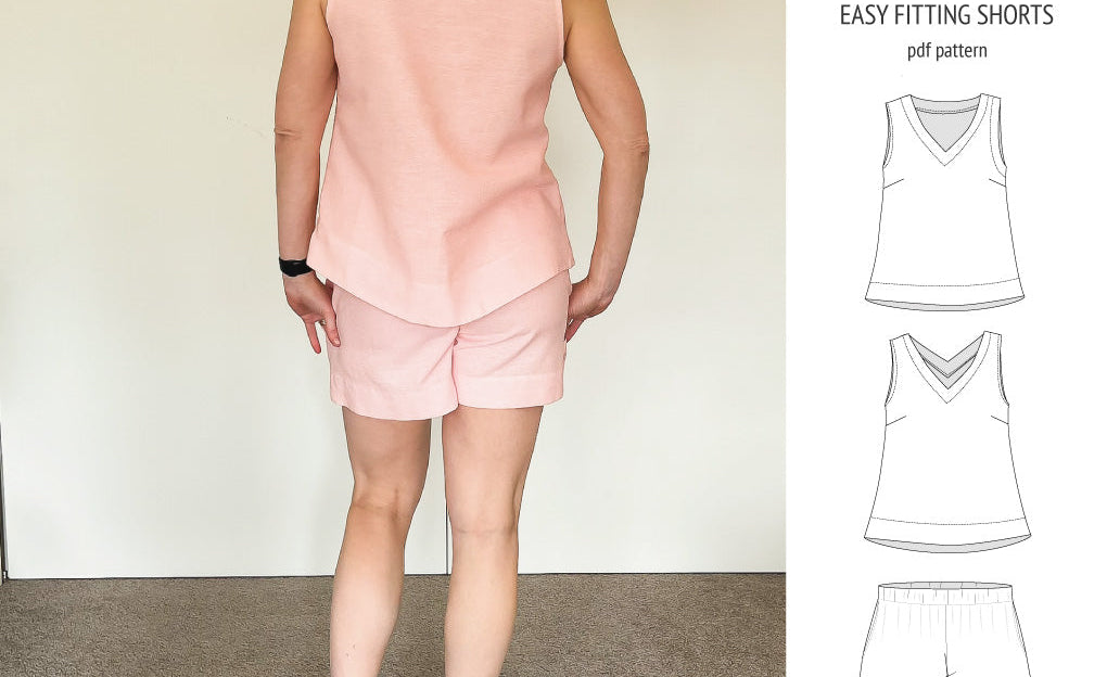 Byron v-neck tank top and easy fitting shorts set for woven fabrics (PDF)