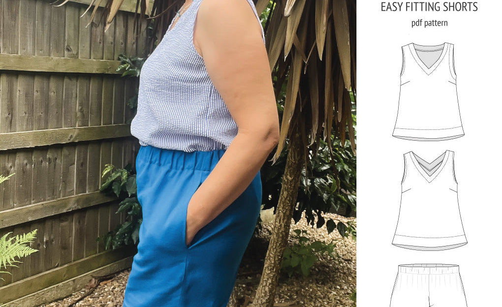 Byron v-neck tank top and easy fitting shorts set for woven fabrics (PDF)