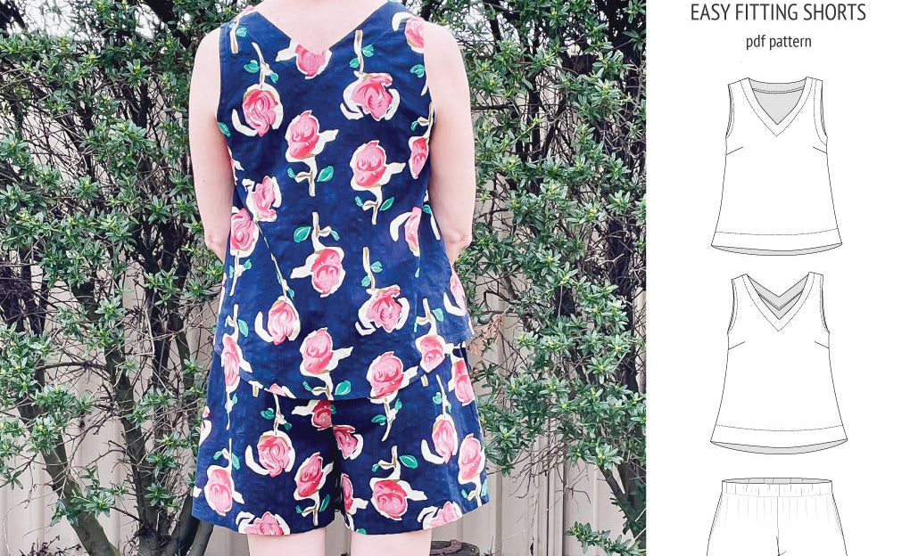 Byron v-neck tank top and easy fitting shorts set for woven fabrics (PDF)