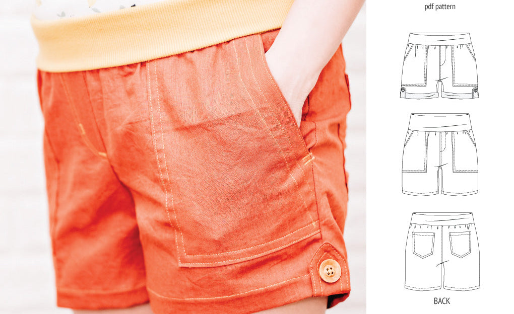 Pdf sewing pattern S1075 Jakarta woven shorts with pockets and yoga waistband by Sinclair Patterns