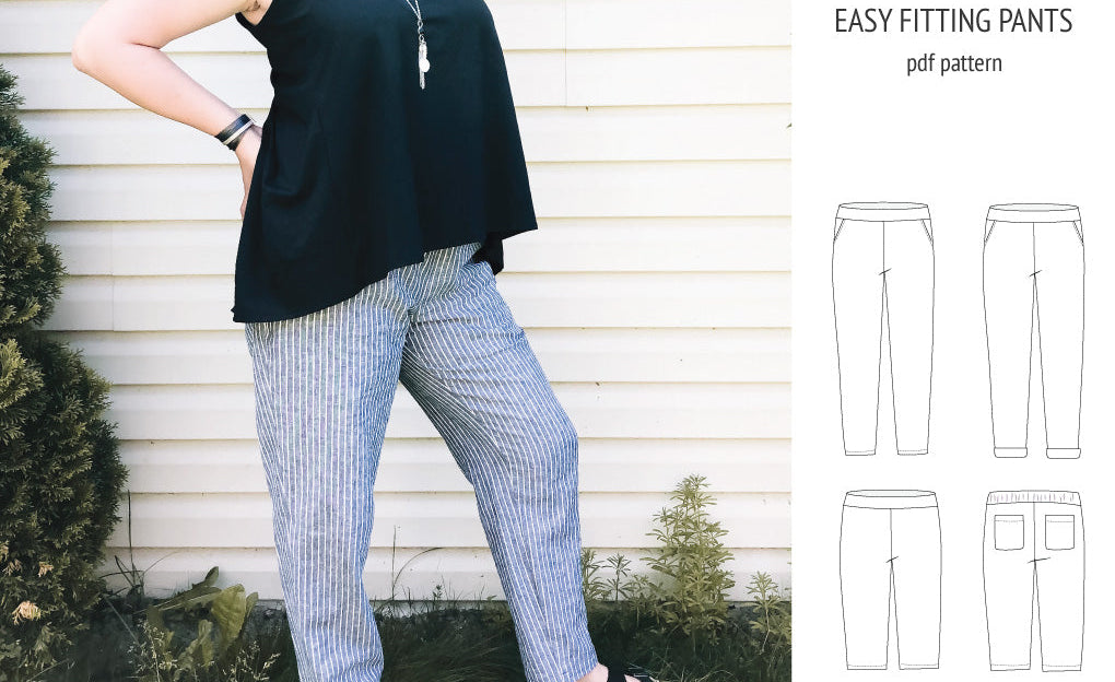 Poppy easy fitting pants for woven fabrics (PDF)