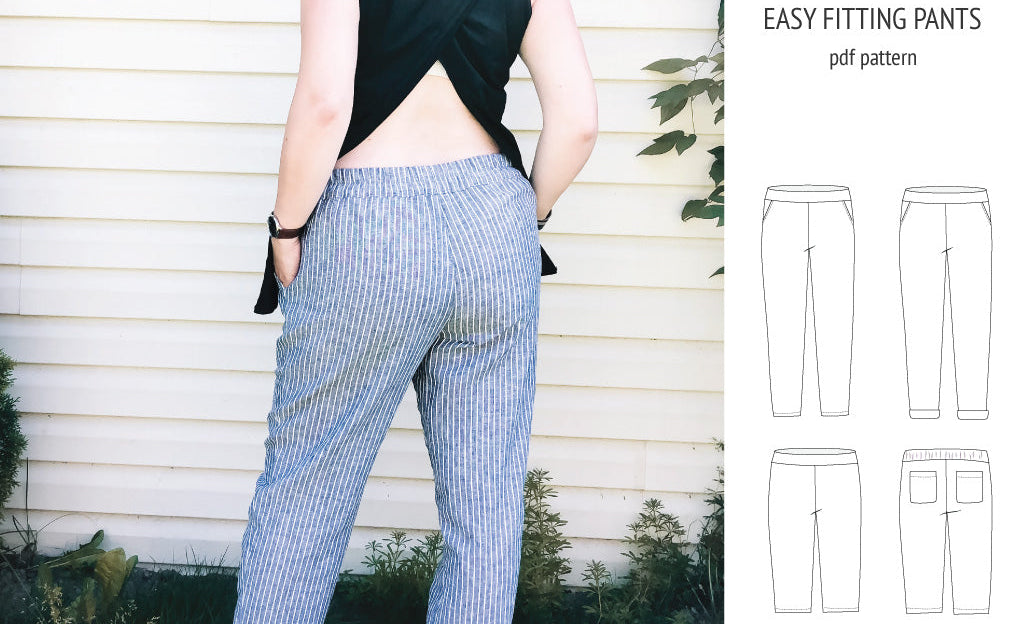 Poppy easy fitting pants for woven fabrics (PDF)