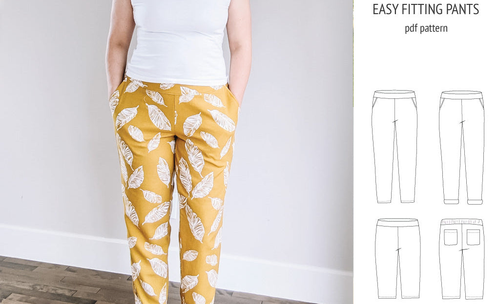 Poppy easy fitting pants for woven fabrics (PDF)