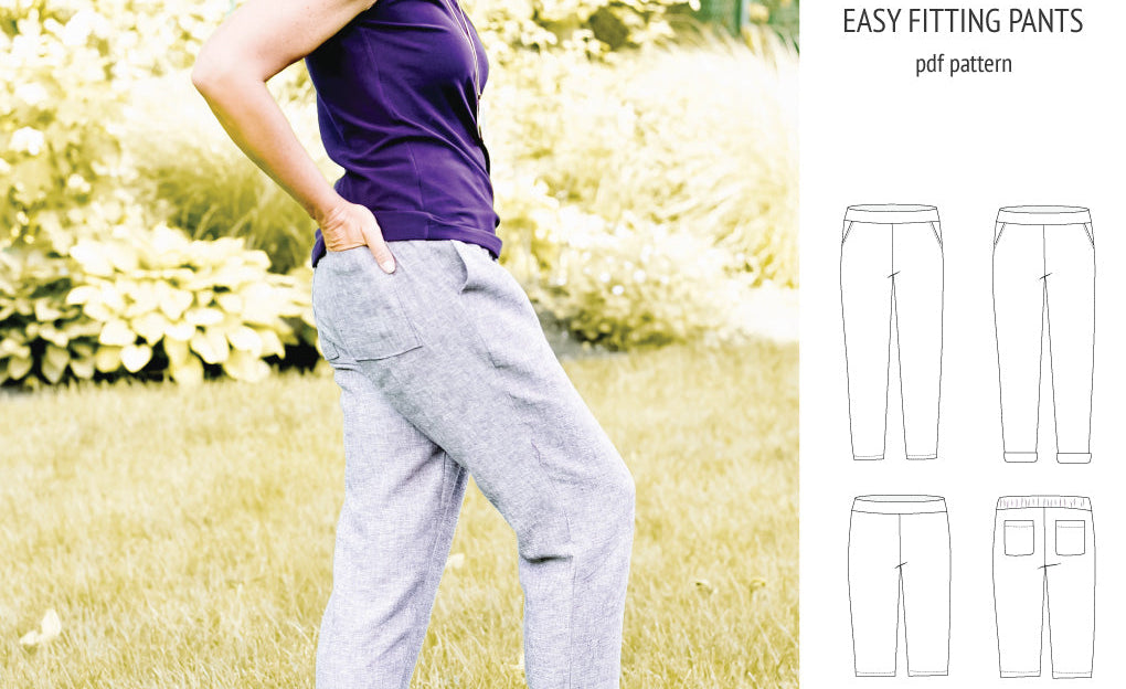 Poppy easy fitting pants for woven fabrics (PDF)