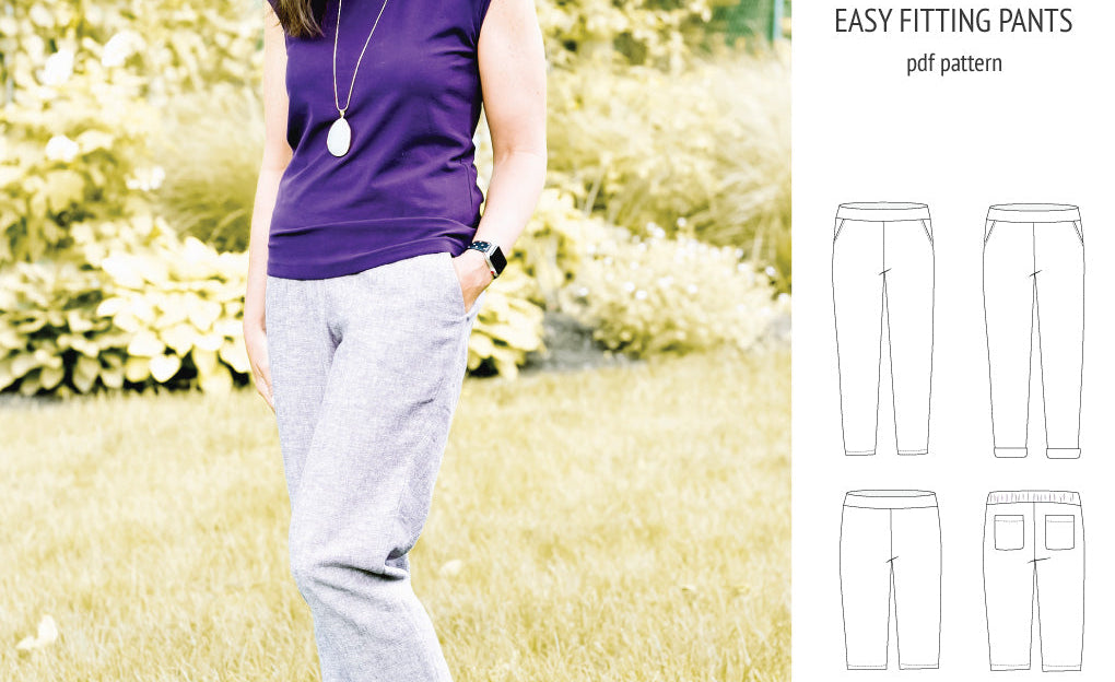Poppy easy fitting pants for woven fabrics (PDF)