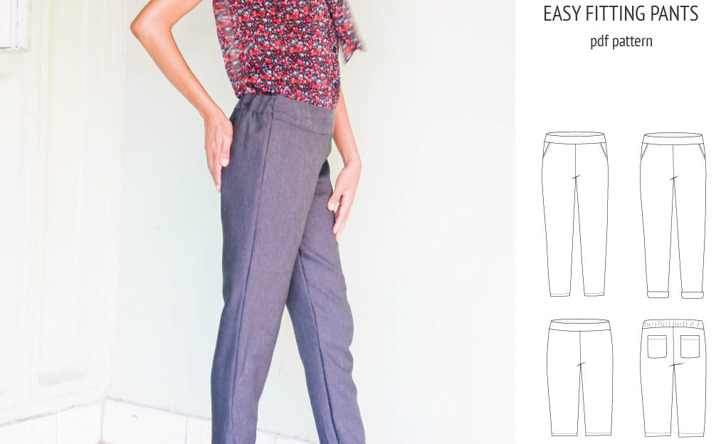 Poppy easy fitting pants for woven fabrics (PDF)