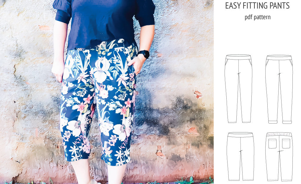 Poppy easy fitting pants for woven fabrics (PDF)
