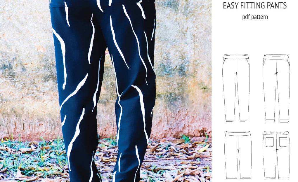 Poppy easy fitting pants for woven fabrics (PDF)