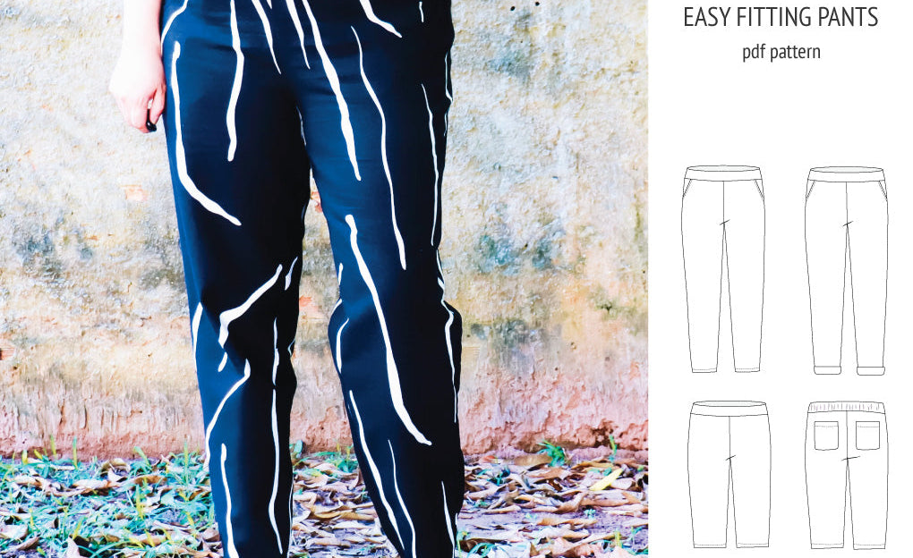 Poppy easy fitting pants for woven fabrics (PDF)