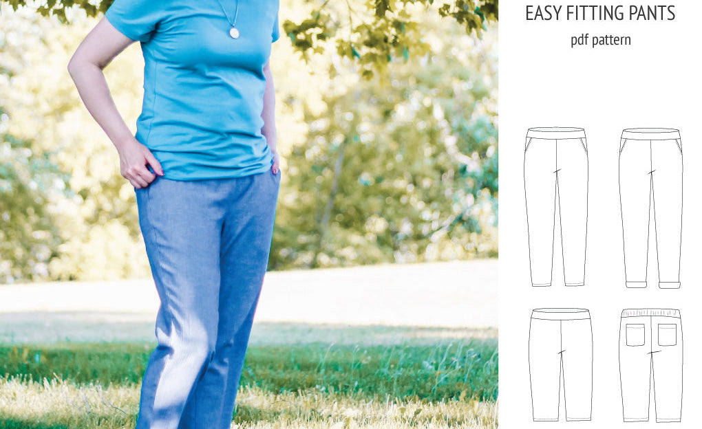 Poppy easy fitting pants for woven fabrics (PDF)