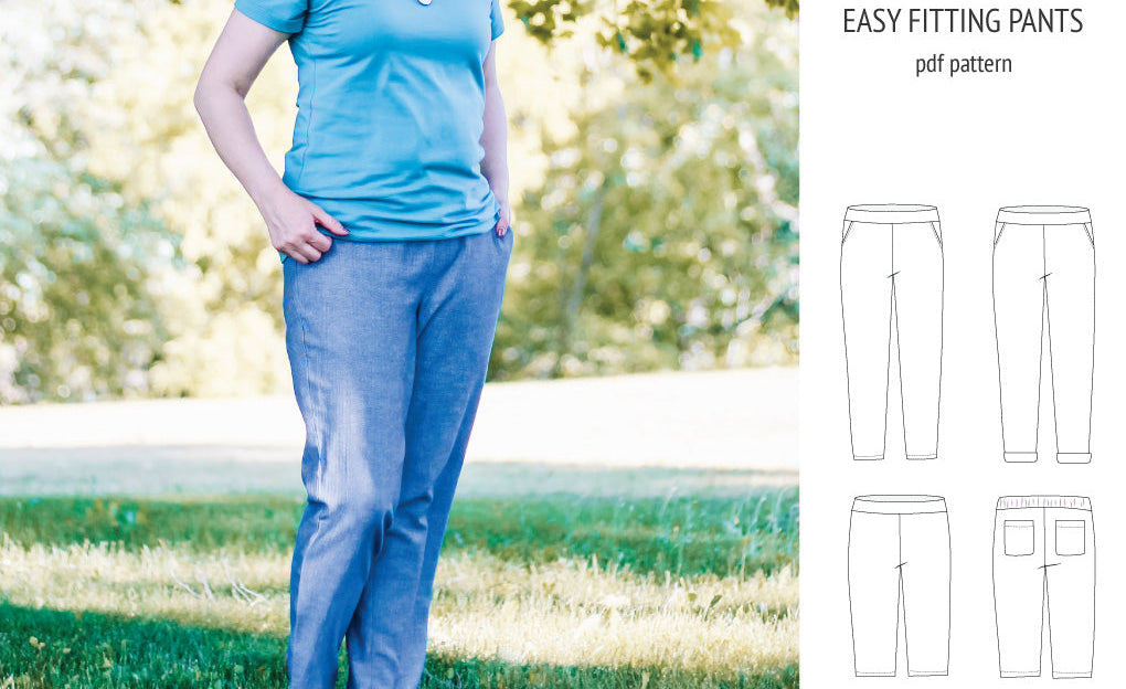 Poppy easy fitting pants for woven fabrics (PDF)