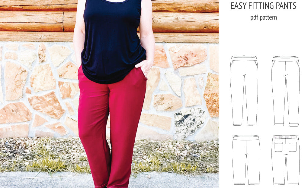 Poppy easy fitting pants for woven fabrics (PDF)