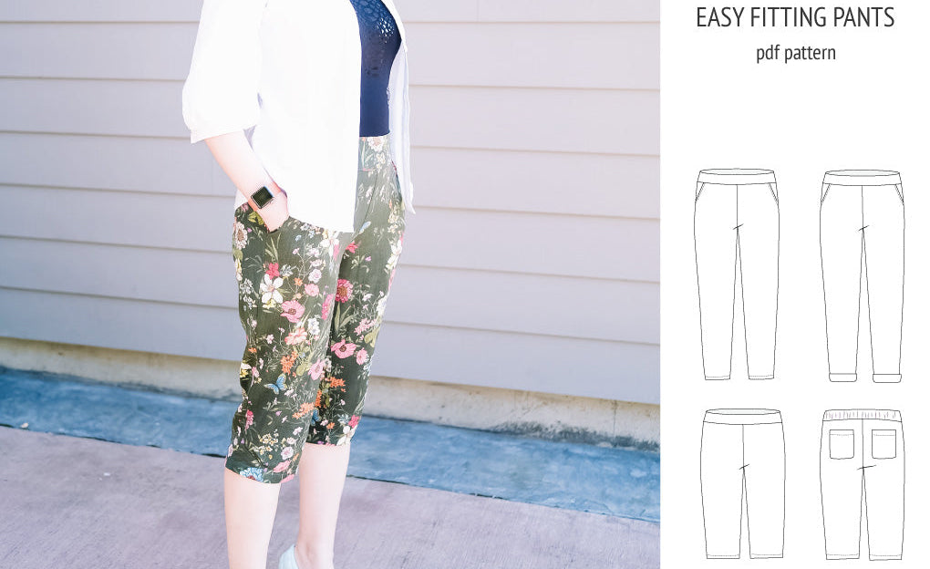 Poppy easy fitting pants for woven fabrics (PDF)