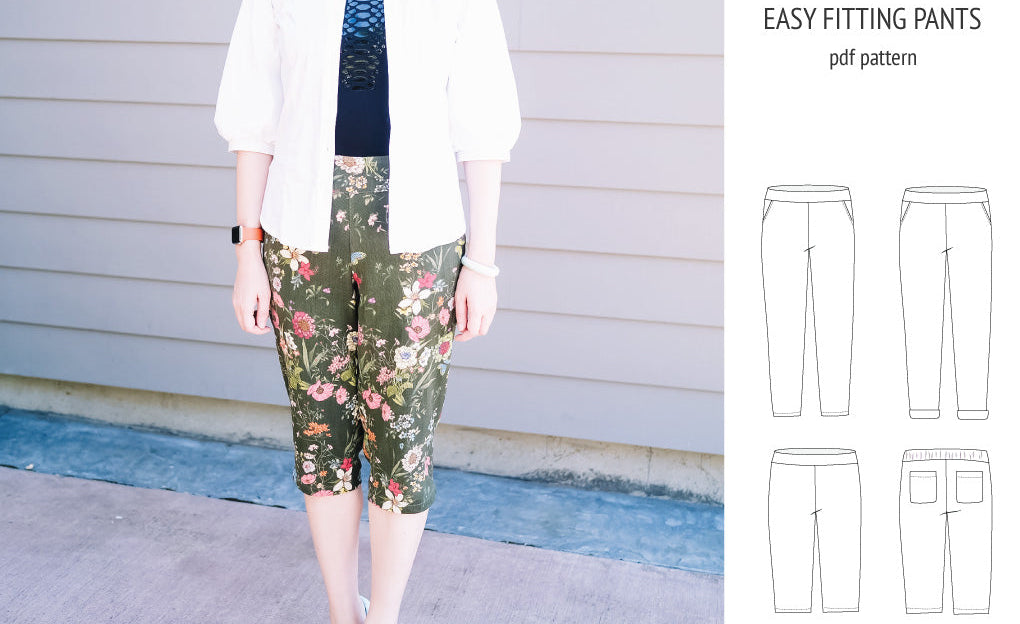 Poppy easy fitting pants for woven fabrics (PDF)