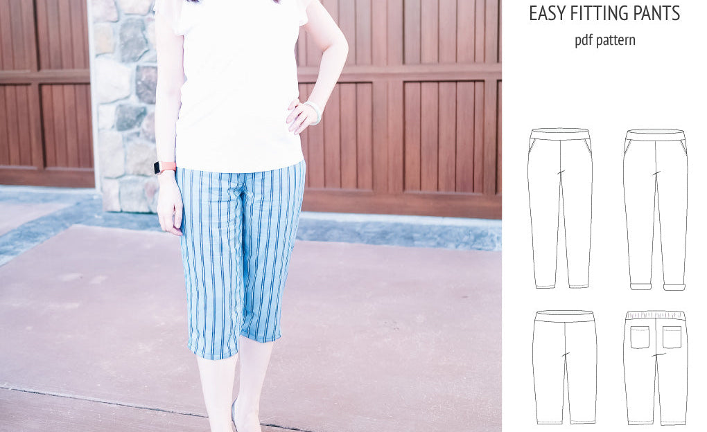 Poppy easy fitting pants for woven fabrics (PDF)