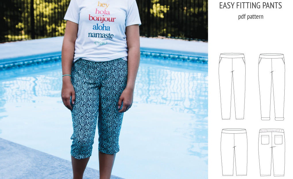 Poppy easy fitting pants for woven fabrics (PDF)