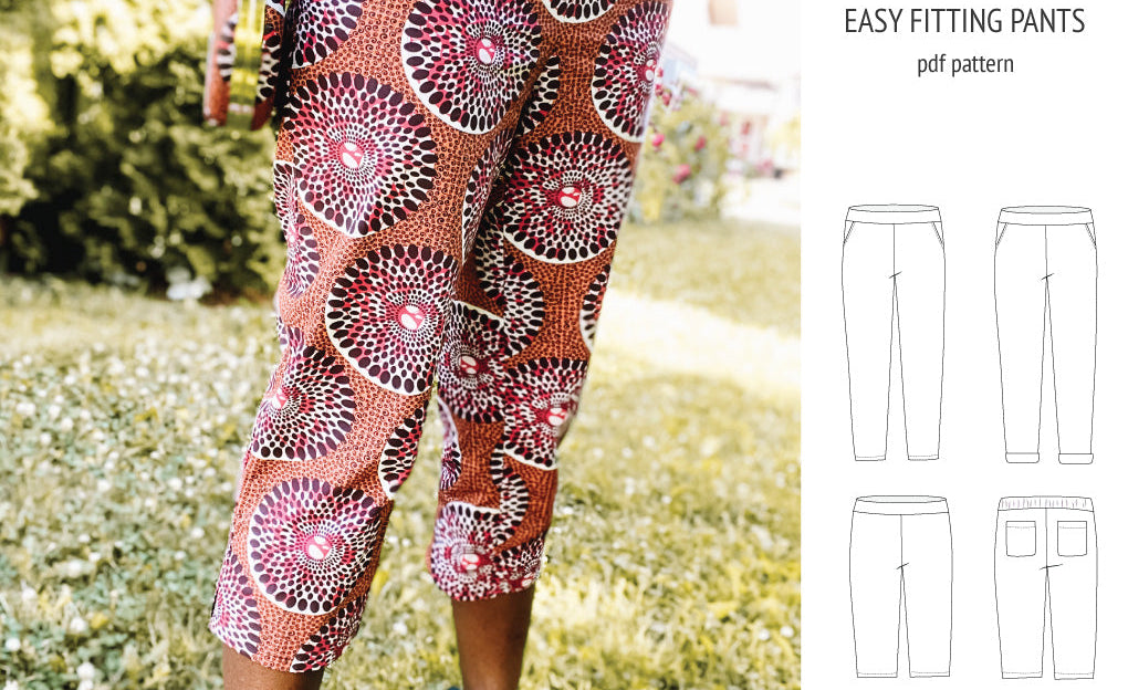 Poppy easy fitting pants for woven fabrics (PDF)
