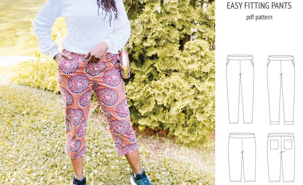 Poppy easy fitting pants for woven fabrics (PDF)