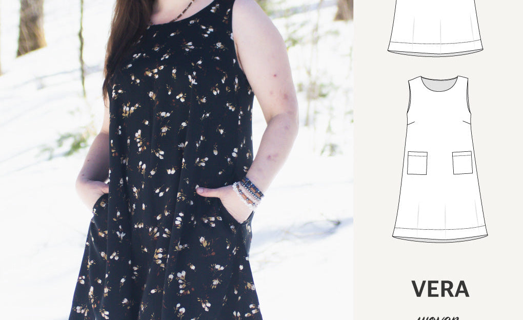 Vera A-line woven dress with pockets (PDF)