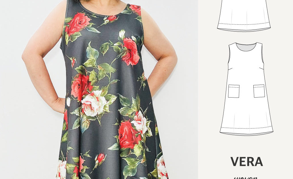 Vera A-line woven dress with pockets (PDF)
