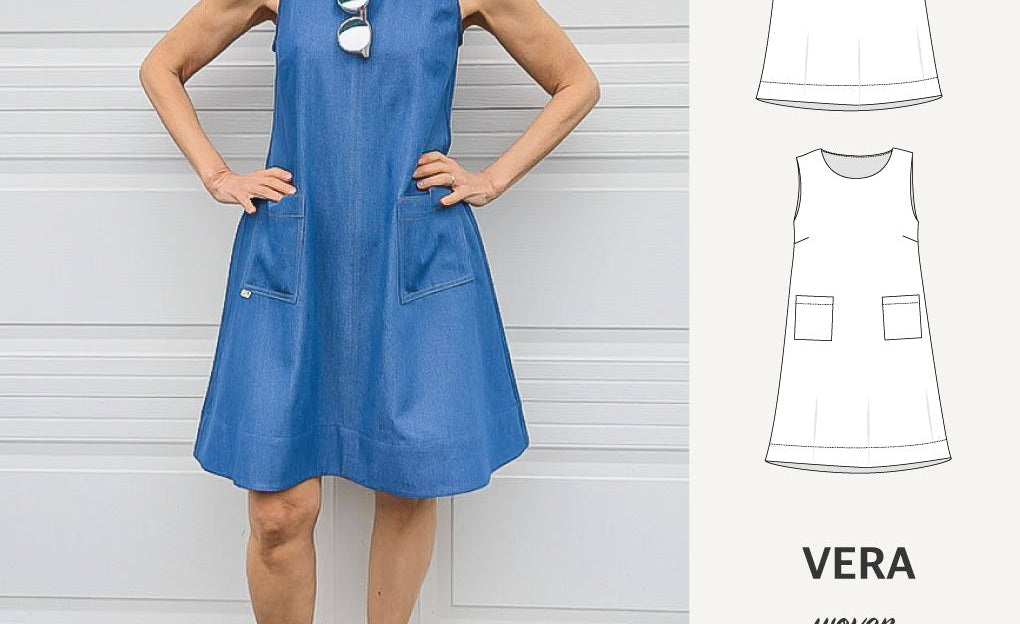 Vera A-line woven dress with pockets (PDF)