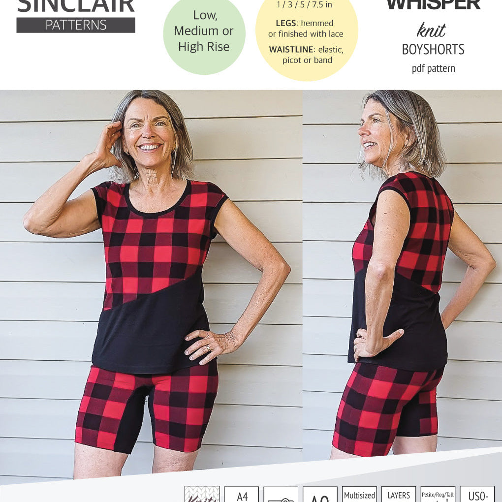 Whisper no front seam boyshorts with various inseams (PDF)