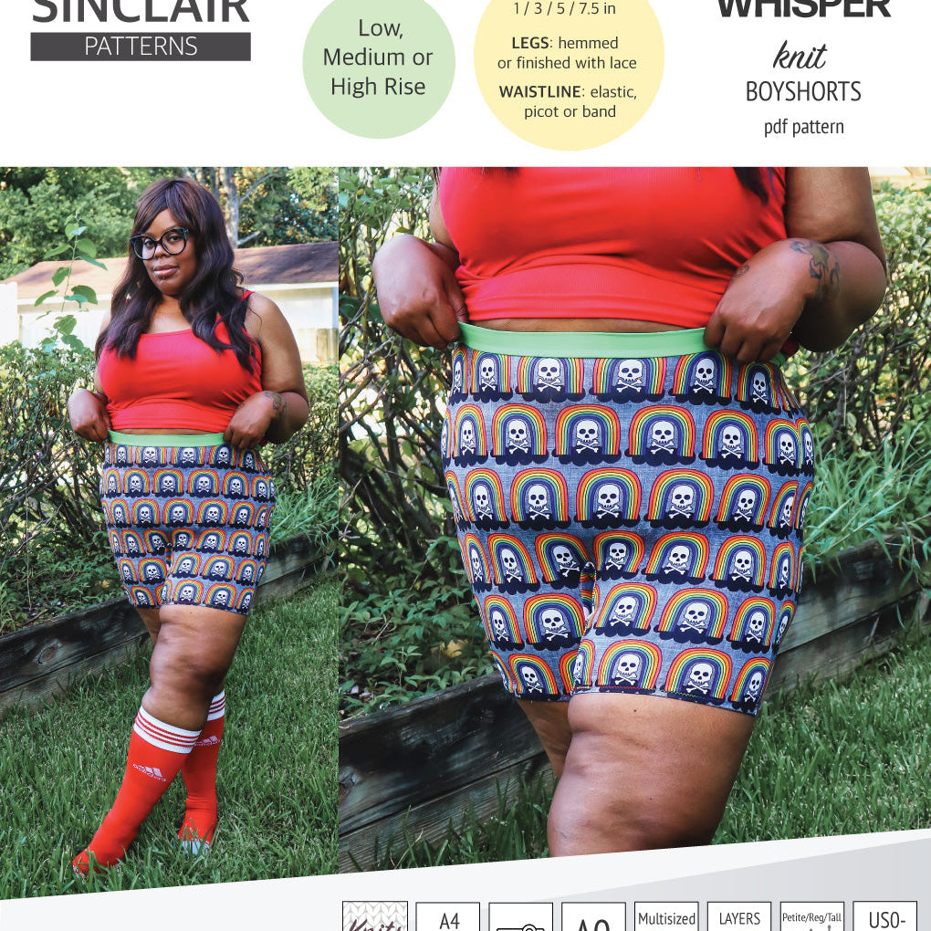 Whisper no front seam boyshorts with various inseams (PDF)