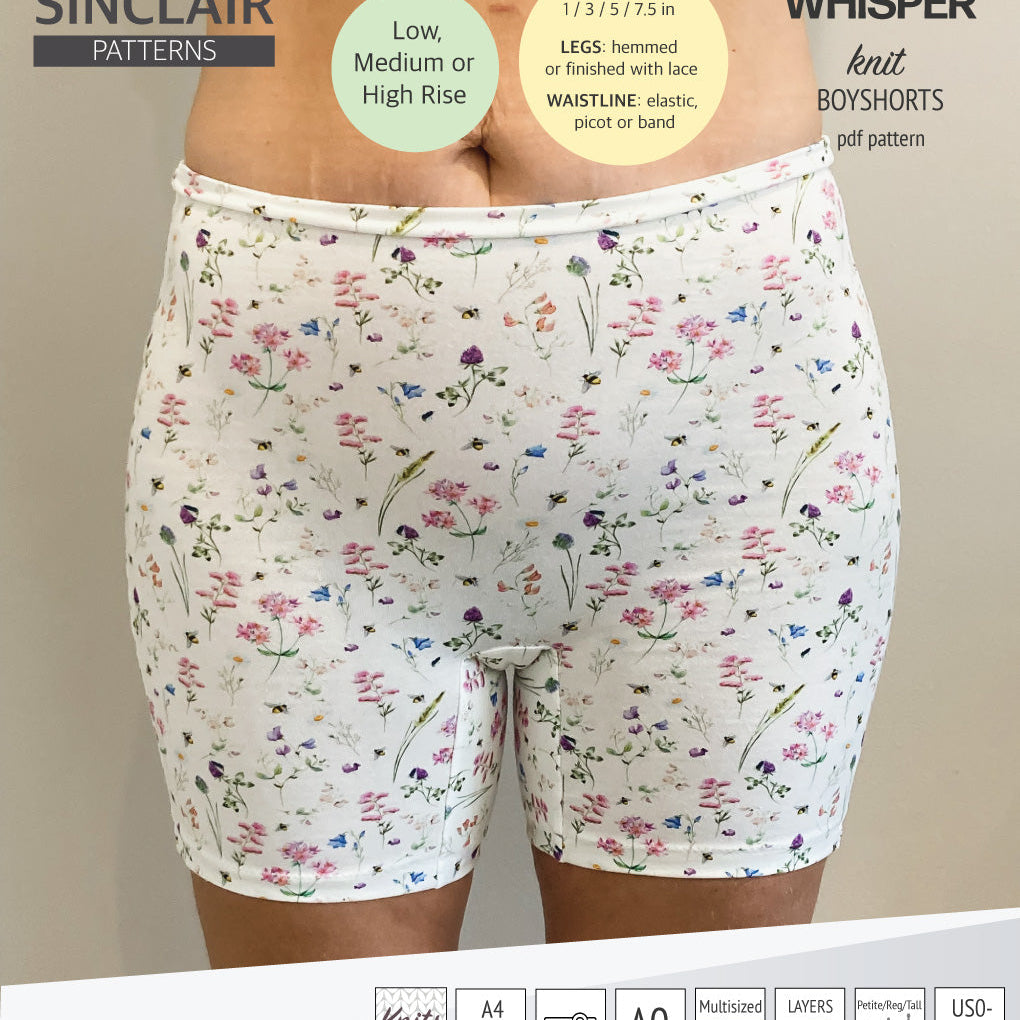 Whisper no front seam boyshorts with various inseams (PDF)