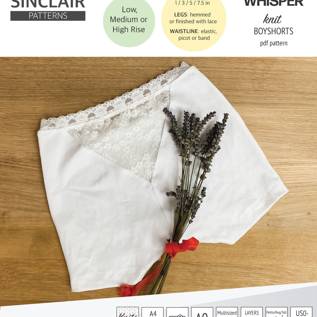 Whisper no front seam boyshorts with various inseams (PDF)