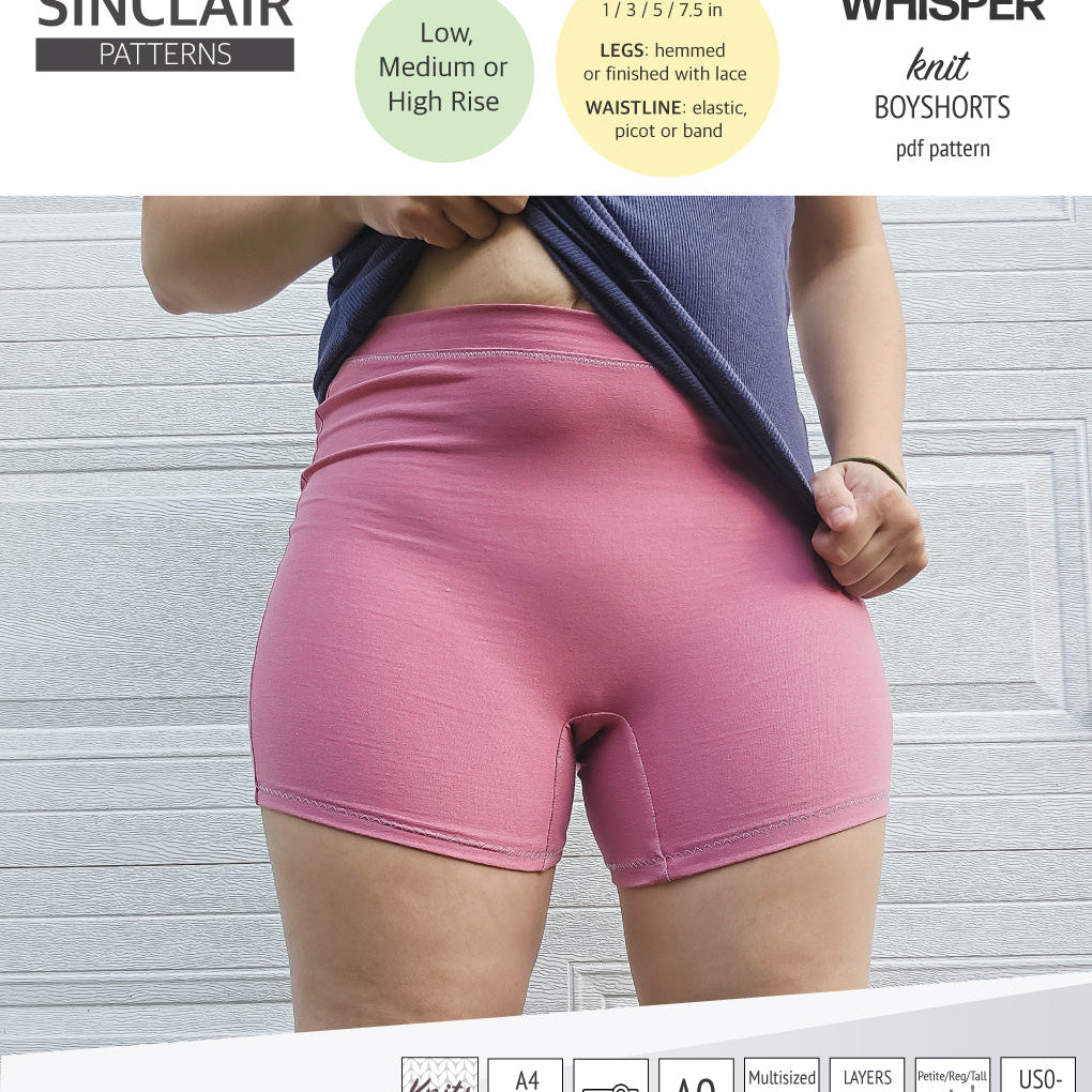 Whisper no front seam boyshorts with various inseams (PDF)