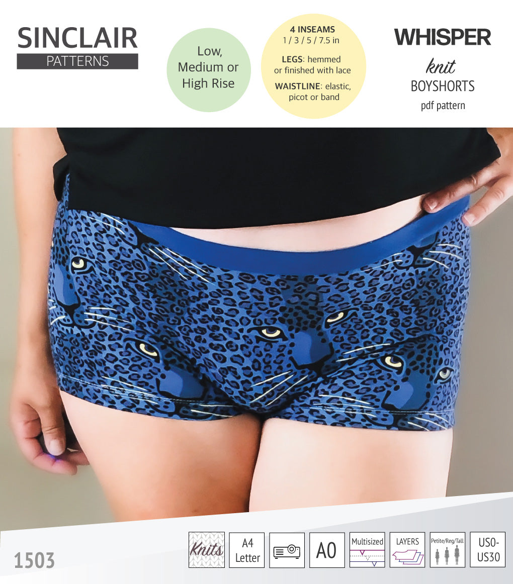 Whisper no front seam boyshorts with various inseams (PDF)