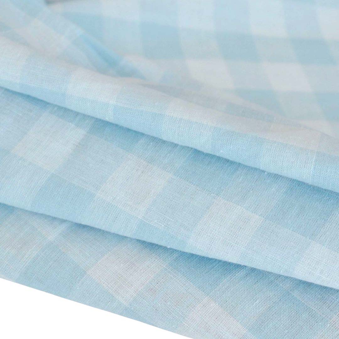 Washed Linen Cotton Check - Sky Washed Linen Cotton Check - Sky