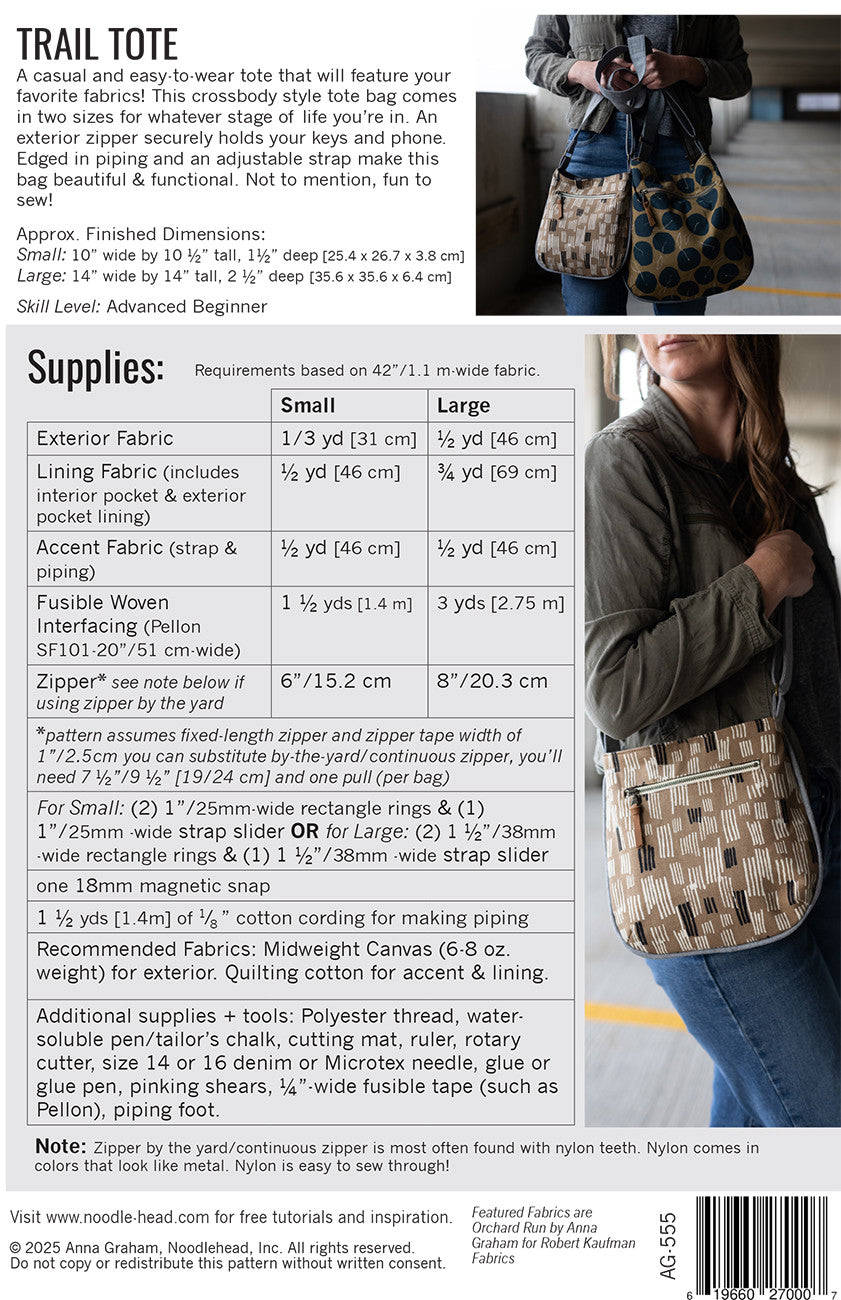 Noodlehead Trail Tote – Fabrications Ottawa - Main Image