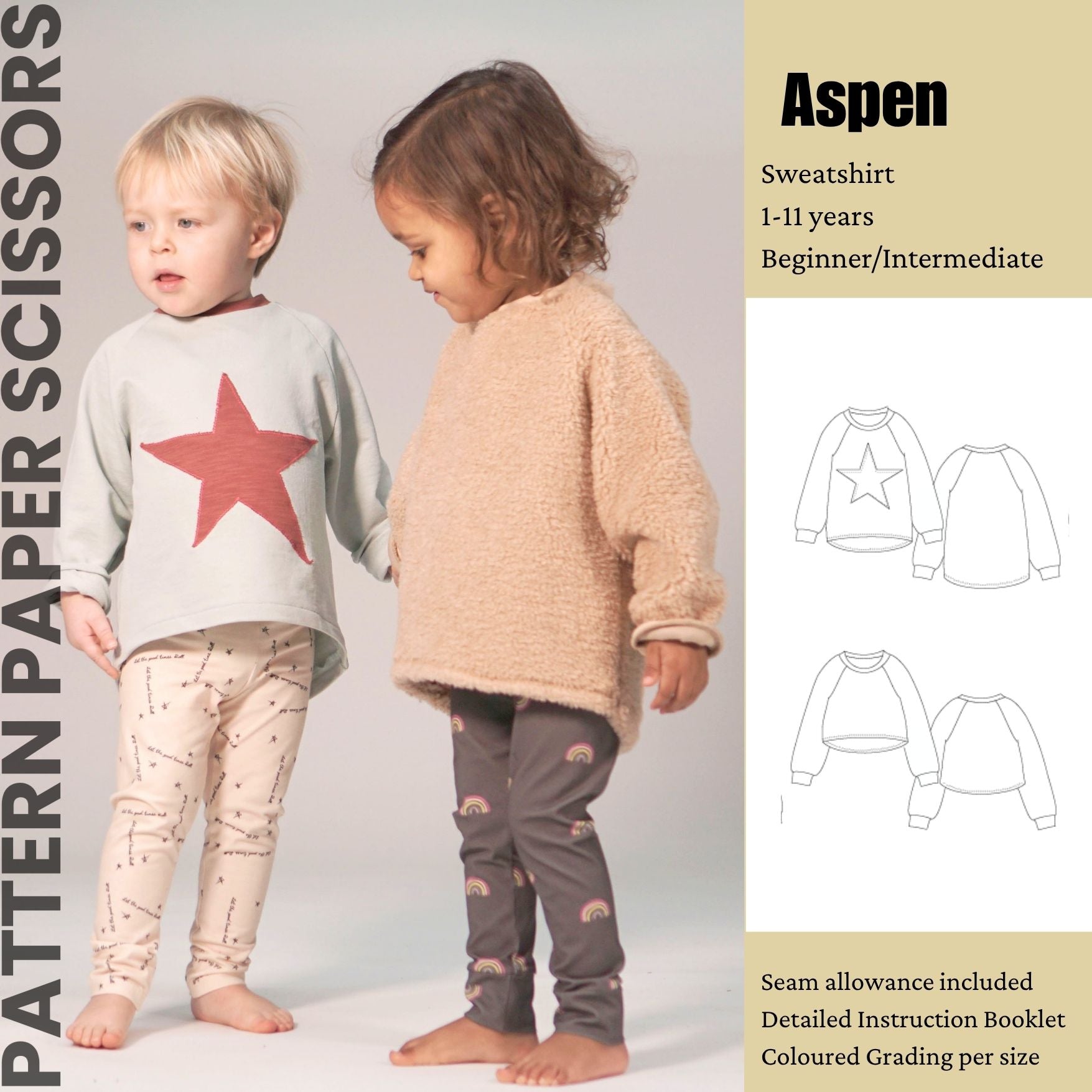Aspen Kids Sweatshirt PDF Sewing Pattern 1-11 years