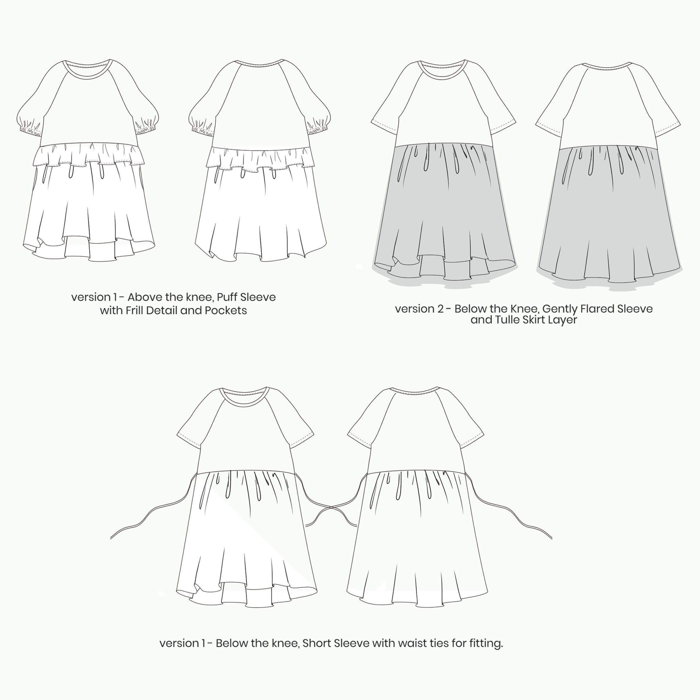 Girls Jersey Smock Dress PDF Sewing Pattern, Sizes 2-11 yrs
