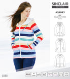 Sinclair Patterns S1080 Journey zip up zippered knit raglan hoodie for women with kangaroo, zippered or cargo pockets pdf sewing pattern