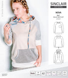PDF sewing pattern Raglan sweatshirt sweater hoodie for women with kangaroo pocket, hood, cowl and drawstrings