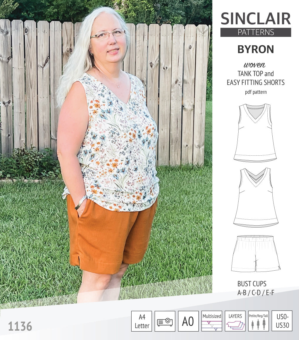 Byron v-neck tank top and easy fitting shorts set for woven fabrics  (PDF)