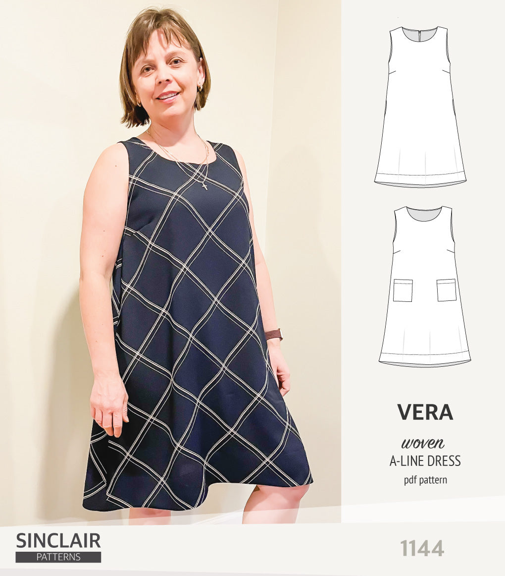 Vera A-line woven dress with pockets (PDF)